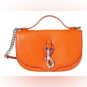 Rebecca Minkoff Megan Half Moon Leather Crossbody Bag Mandarino